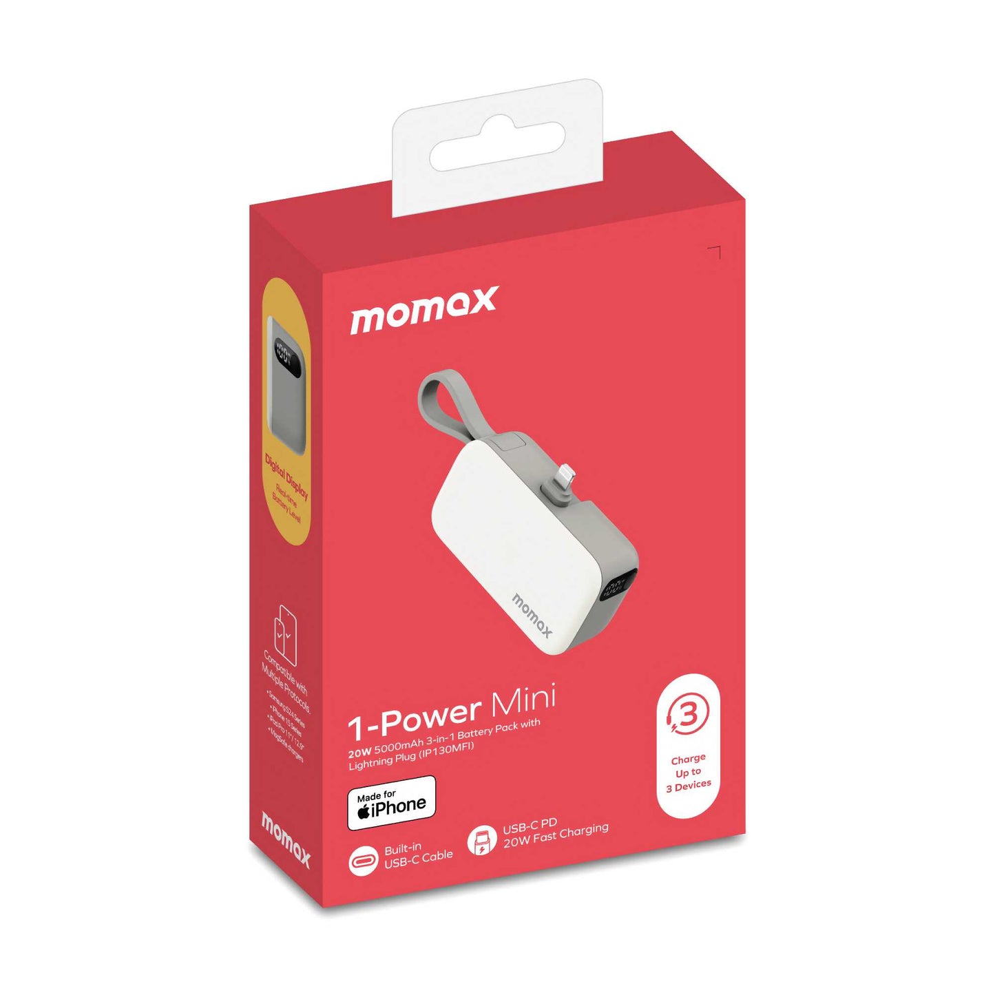 Momax 1-Power Mini Battery Pack Lightning for iPhone. White